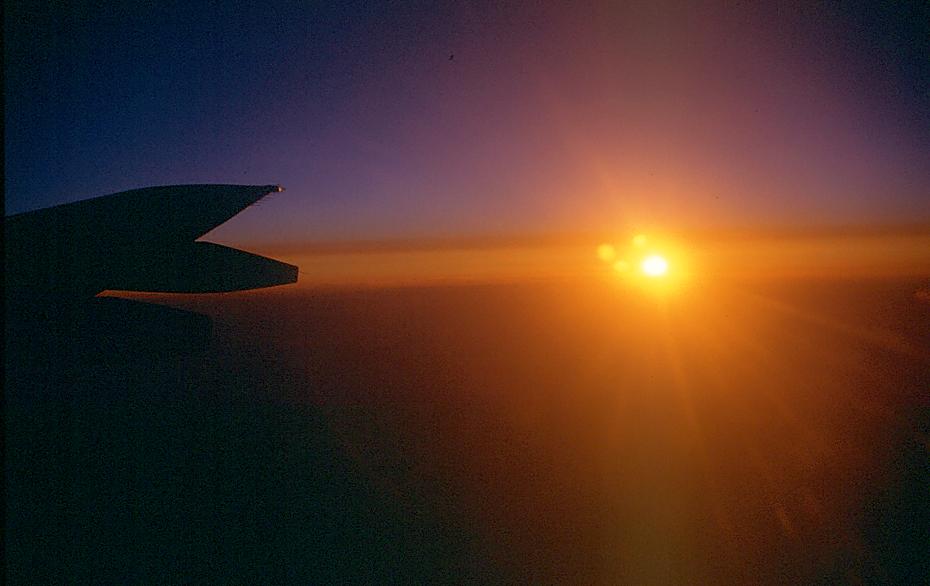 Sonnenuntergang im Flugzeug