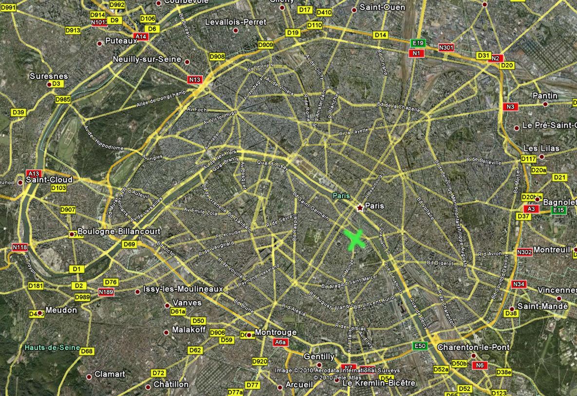 Parisplan, 'mein' Hotel ist mit dem grünen Kreuz markiert