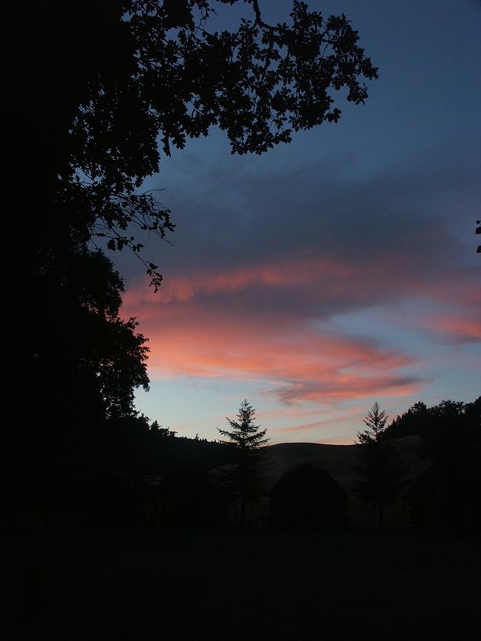 Sonnenuntergang am Campingplatz bei Willits