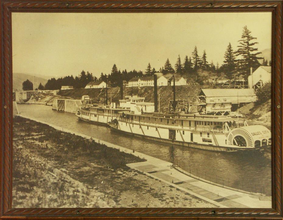 Historisches Bild der Schleuse von Cascade Locks