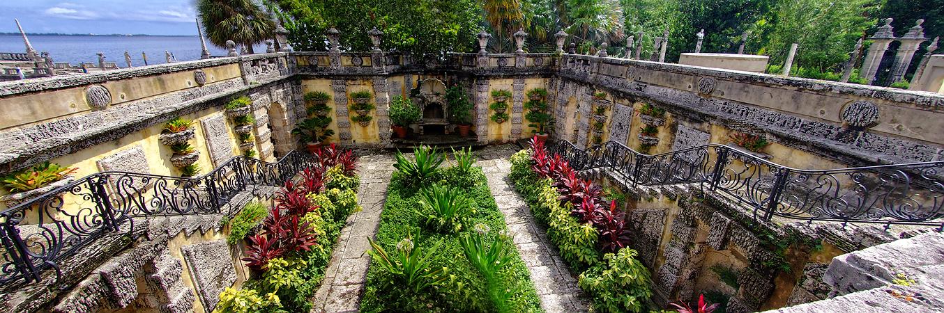 Garten der Villa Vizcaya, Miami, FL