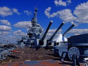 Deck des Battleships USS Alabama, Mobile, AL