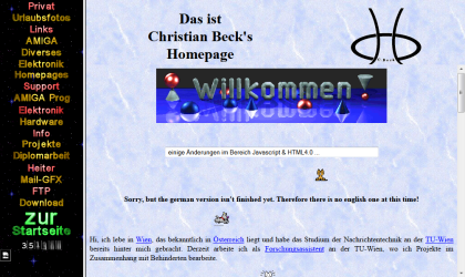 Allererste Version meiner Homepage