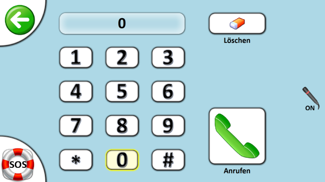 ISUI als Telefon mit Zifferneingabe