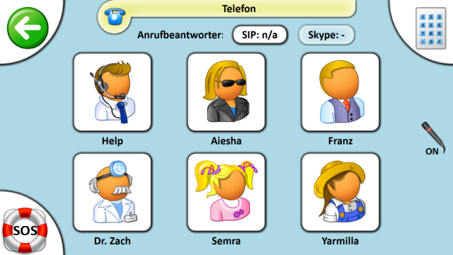 ISUI als Telefon mit vordefinierten Nummern